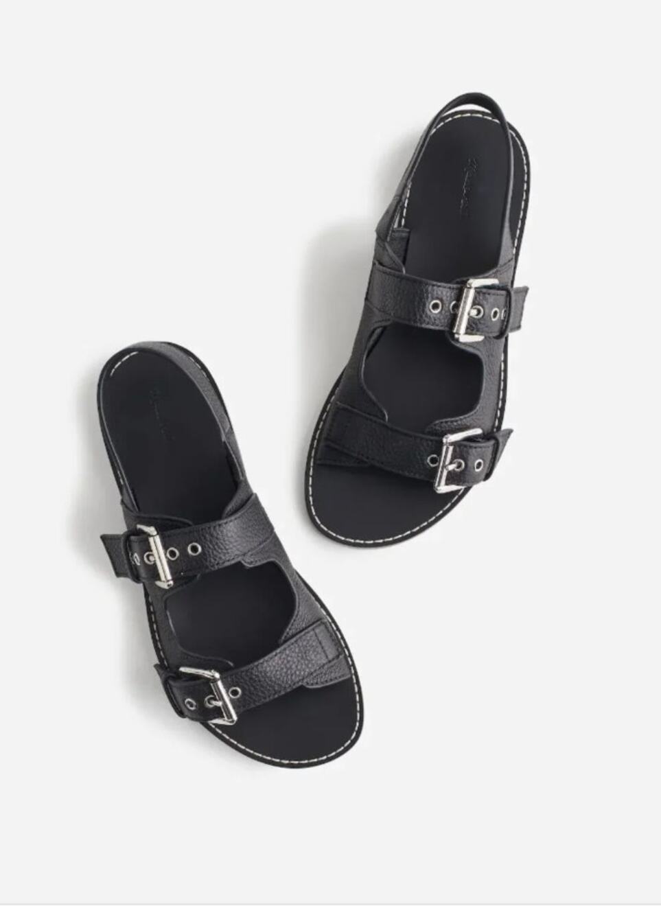 Madewell Maude Double Strap Slingback Sandals 8 Black NWOT Leather Travel Resort